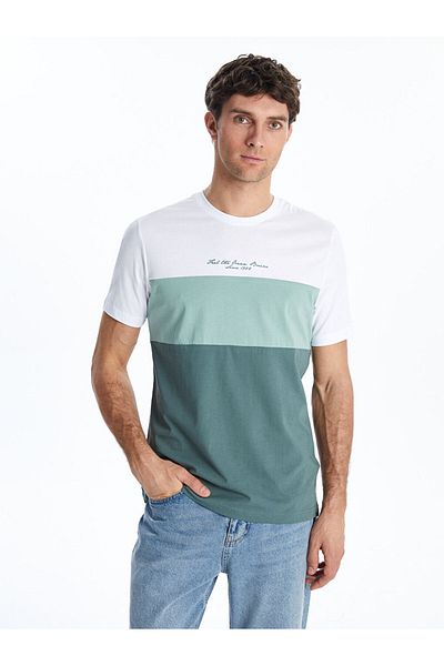 LC Waikiki Tricou pentru bărbați din bumbac pieptănat cu blocuri de culoare, sezon nou - S5NH12Z8