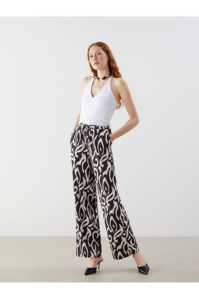 LC Waikiki Lcw Vision Brown Elastic Waist Linen Blended Women's Trousers