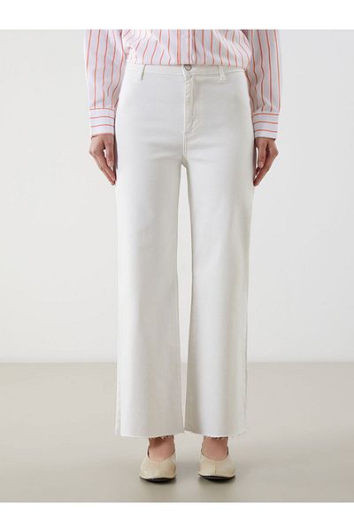 LC Waikiki Lcw Modest White Wideleg Women's Jean Trousers