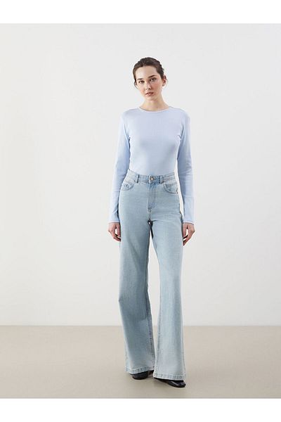 LC Waikiki Lcwaikiki Classic Blue Crew Neck Women's Bodysuit
