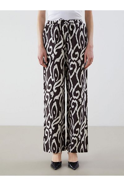LC Waikiki Lcw Vision Brown Elastic Waist Linen Blended Women's Trousers