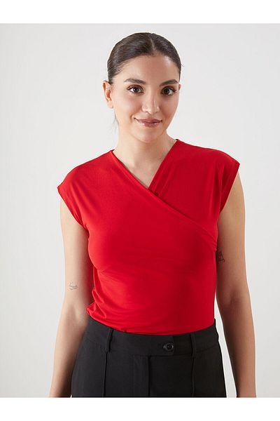 LC Waikiki Lcwaikiki Classic Red Double Breasted Collar Women's Blouse