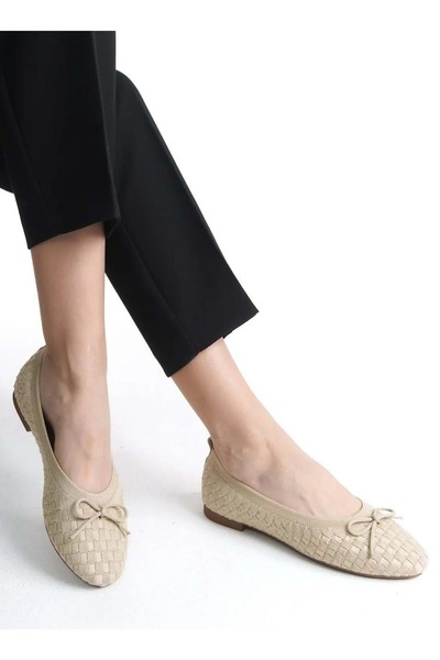 Kocamanlar Ayakkabı Feles Knitwear Bow Detaliat Pantofi de balet pentru femei...