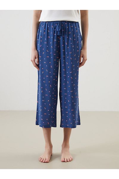 LC Waikiki LCW DREAM Pantaloni de pijama Capri pentru femei, cu talie elastică, cu flori