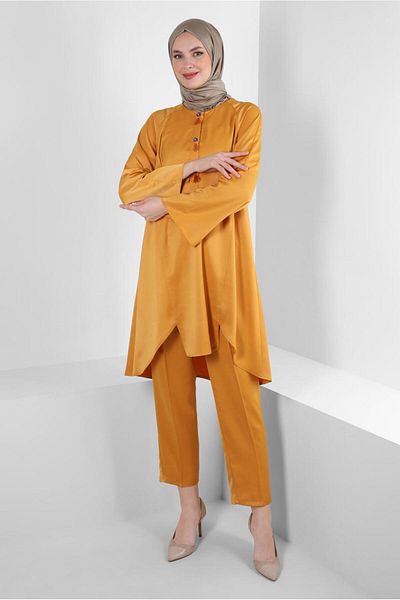 Alvina ASYMMETRIC CUT SATIN DOUBLE PANT SUIT 43613