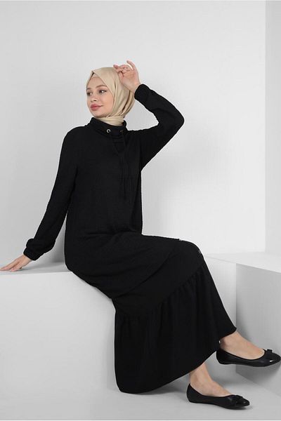 Alvina LAPEL BINDING DETAILED CUFFS ELASTIC TUNIC 43931