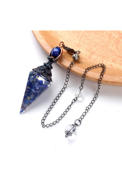 Choice قلادات البندول الكريستالية من حجر اللازورد الطبيعي، مخروط سداسي الشكل،...