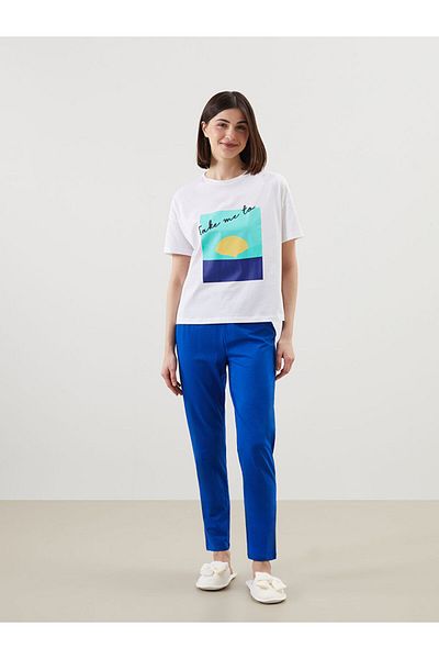 LC Waikiki Set pijamale pentru femei cu imprimeu Crew Neck New Season - S5CU57Z8