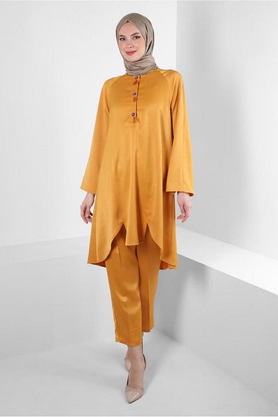 Alvina ASYMMETRIC CUT SATIN DOUBLE PANT SUIT 43613