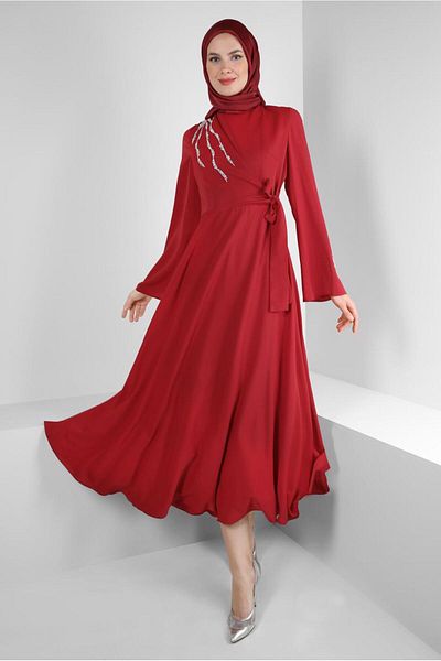 Alvina Sequin Detailed Wraped Dress 43512