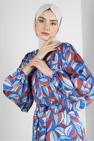 Alvina PATTERNED BIRDED WIDE SLEEVE DRESS 43660