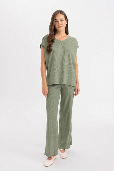 DeFacto Wrap Pants Wide Leg Wide Wide Leg Stretchy Waisted C0200Ax24Sp