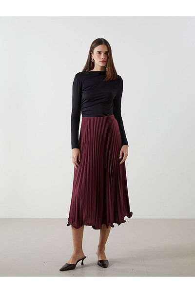 LC Waikiki Fusta plisată pentru femei Sifon cu talie elastică sezon nou - S5N225Z8
