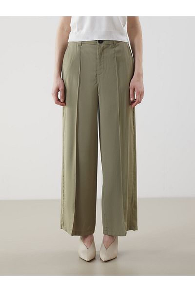 LC Waikiki Lcw Modest Khaki Loose Fit Wide Leg Women's Trousers