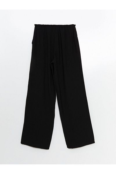 LC Waikiki Γυναικείο παντελόνι LCW Modest μαύρο ελαστικό μέσης με υφή