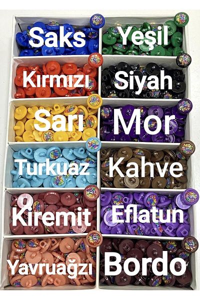 karantuhafiye Baby Button / Colorful Glitter Model / 10 Pcs Saks Blue