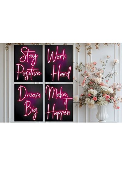 Vision A set of 4 pieces of canvas paintings stretched on a wooden frame,ready to hang,25*35 cm for each