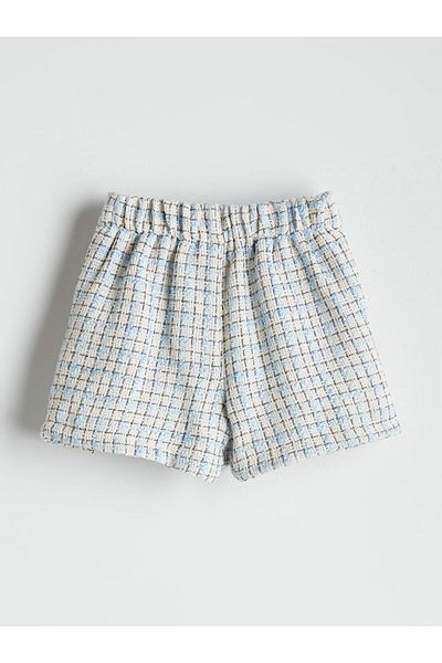 LC Waikiki Lcw Kids Blue Elastic Waist Girls Tweed Shorts Skirt