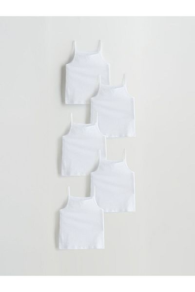 LC Waikiki Lcw Kids White Square Neck Girls' Undershirt Set of 5