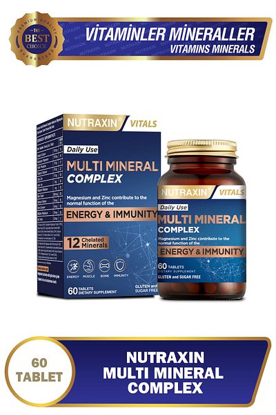 Nutraxin Multi Mineral Complex 60 Tablets Magnesium, Calcium, Zinc, Iron, Iodine, Chrome