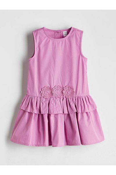 LC Waikiki Flower Applique Girl's Poplin Dress