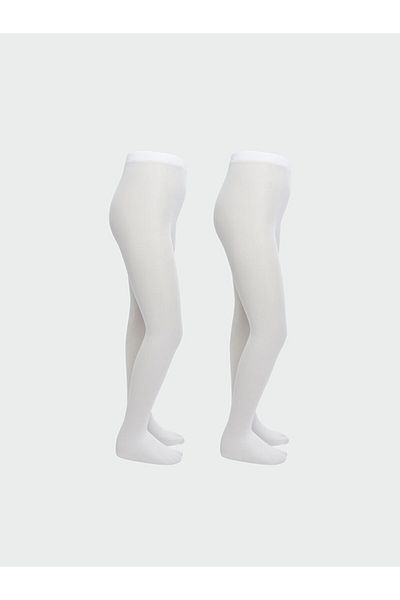 LC Waikiki Lcw Kids White Girls' Thin Pantyhose 2-Piece