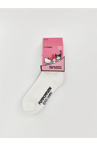 LC Waikiki Pink Hello Kitty Patterned Girl's Booties Socks 5-Piece