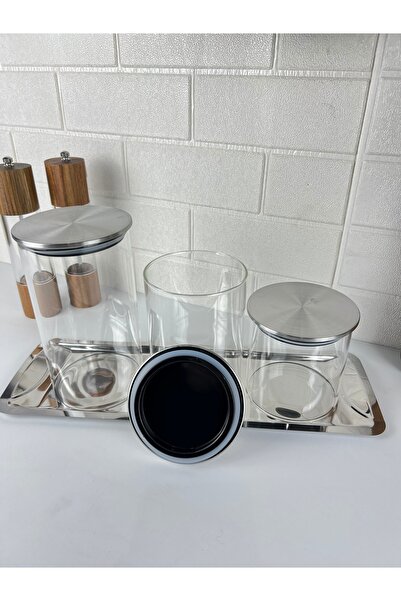 Mirilliahome Stainless Steel Glass Jar Set with Vacuum Lid Base – Tea Coffee Sugar Jar