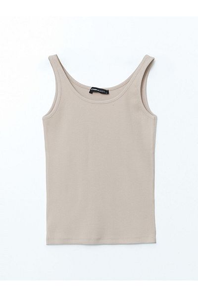 LC Waikiki Lcwaikiki Classic Beige U-Neck Women's Undershirt