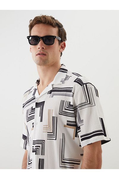 LC Waikiki Ανδρικό πουκάμισο Lcw Vision Regular Fit με κοντομάνικο σχέδιο