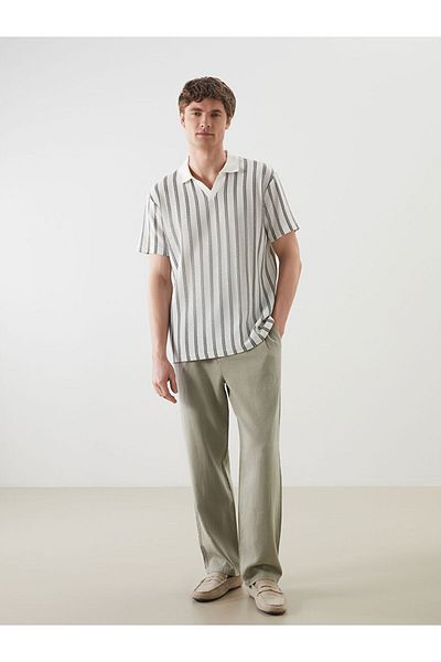 LC Waikiki Ανδρικό μπλουζάκι με ριγέ LCW Vision Green Polo Collar