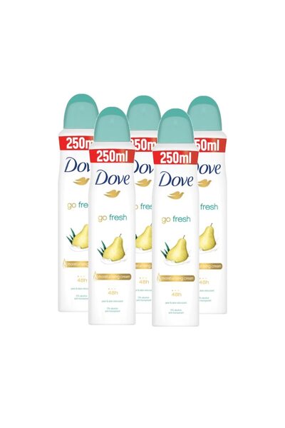 Dove Αποσμητικό σπρέι γυναικείο Dove Go Fresh Αχλάδι & Αλόη, 5 x 250 ml
