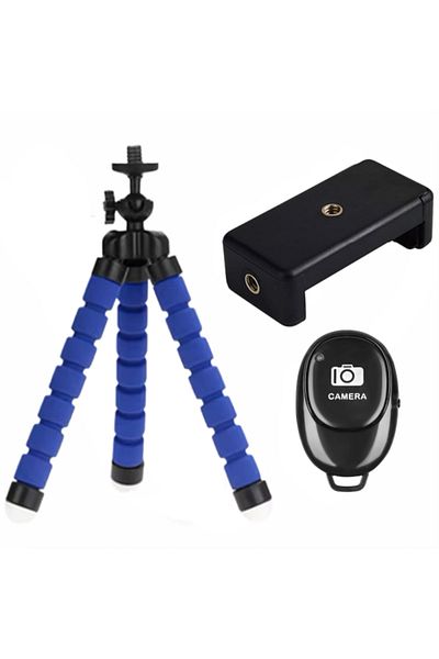Choice Blue With Remote Flexible Cell Phone Tripod Mini Cell Phone Tripod With Cell Phone Holder Regular 1/