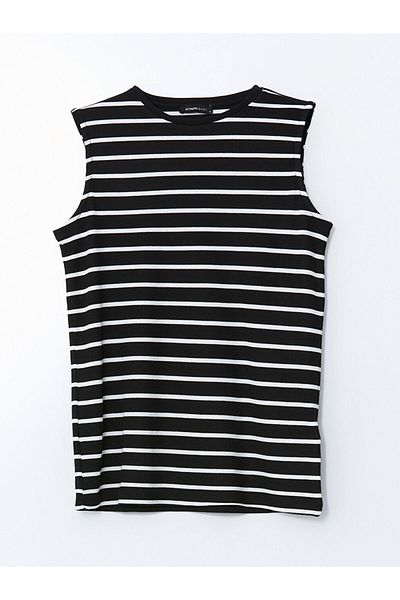 LC Waikiki Lcwaikiki Classic Black Crew Neck Striped Women's Athlete