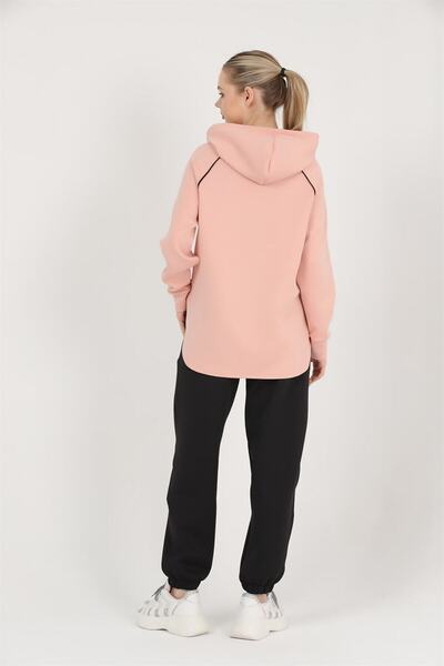 missmaral Γυναικείο σετ αθλητικής φόρμας Scuba Μαύρο Puppy Mouth Hoodie με ελαστικό πόδι με τσέπη Jogger Bottom 3070