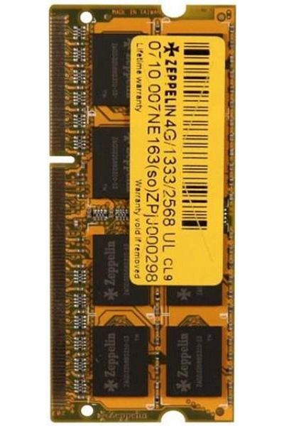 Zeppelin Memorie Laptop Zeppelin SO-DIMM DDR3, 1x4GB, 1333MHz (CL9)
