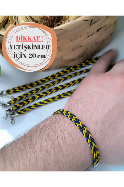 Esey Dizayn 10 Adet Sarı Lacivert Örgü Taraftar Bileklik