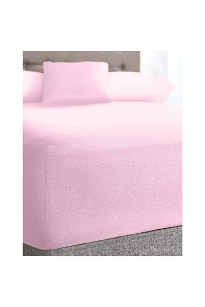 Kotonia Home Bed Cover With Elastic - Knit, 100% Cotton, Rose, 100×200 20 Cm