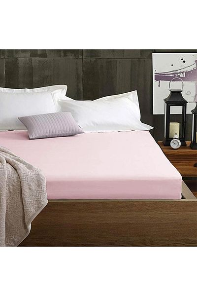 Kotonia Home Bed Cover With Elastic - Knit, 100% Cotton, Rose, 100×200 20 Cm