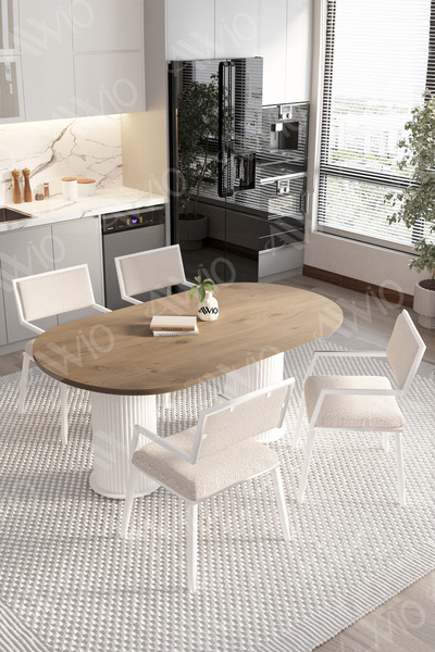 AVVİO TRACY Bohem Ayak 80x140 Yemek Masası Mutfak Masası 4 Kişilik Masa Sanda...