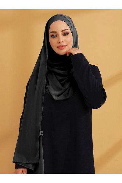 Tuva Chiffon Ready Turban with Inner Bonnet - Anthracite -