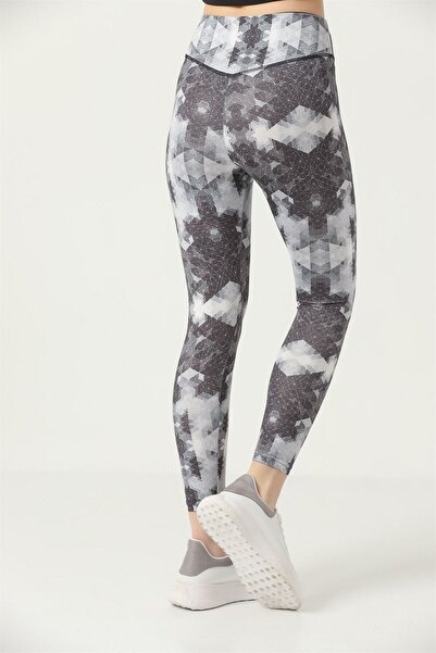 missmaral Women's Leggings High Waist Recovery Gray Black Digital Printed Comfortable & Stylish Model