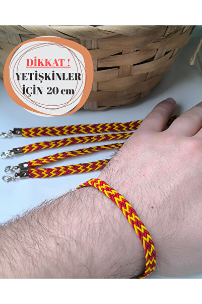 Esey Dizayn 10 Adet Sarı Kırmızı Taraftae Örgü Bileklik - Göztepe Kayseri Gal...
