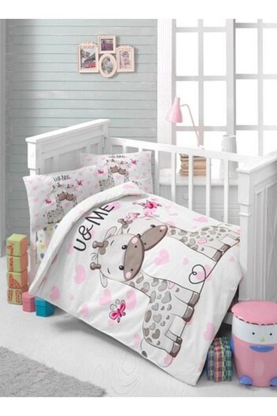 Kotonia Home Complete 8 Piece Baby Crib Set - Giraffes, 100% Cotton With Sponge Crib Protectors