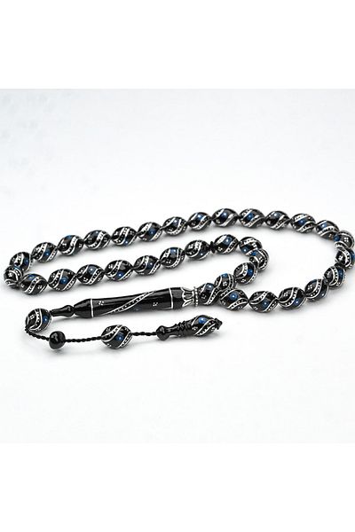 Skygo Oltu Stone Double Fountain-I Nightingale Blue Embroidered Rosary
