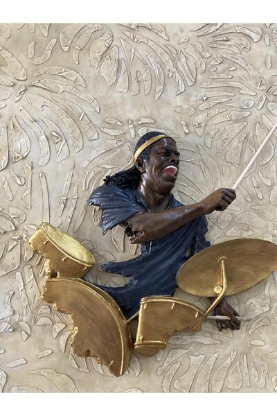 wowocraft Baterist,Dekoratif Duvar Obje Biblo,Antrasit Altın
