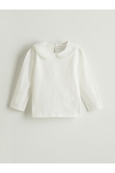 LC Waikiki Lcw Kids Ecru Baby Collar Basic Girls T-Shirt 2-Pack