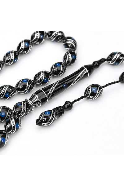 Skygo Oltu Stone Double Fountain-I Nightingale Blue Embroidered Rosary