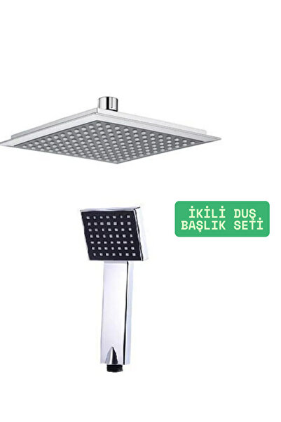 KAVİTİCARET Siyah Kare Tepe Yağmurlama Robot  Duş Seti Tepe Ve El Duşu (Sadece Başlık ve El Duşu)