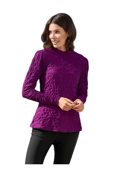 MAMAYAGA Women's Stand-Up Collar Gathered Front Gimped Textured Sports Stylish Curve Plus Size Design Blouse
